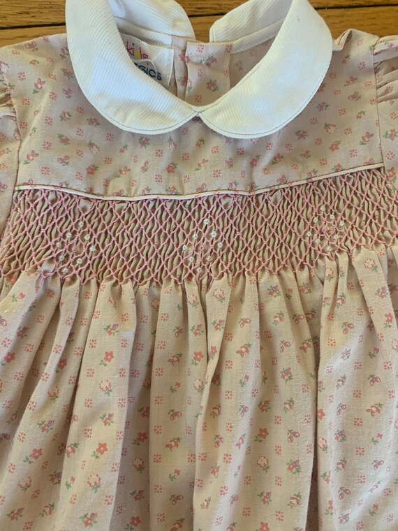 Vintage Summer Pink Smocked Dress & Overalls Outf… - image 2