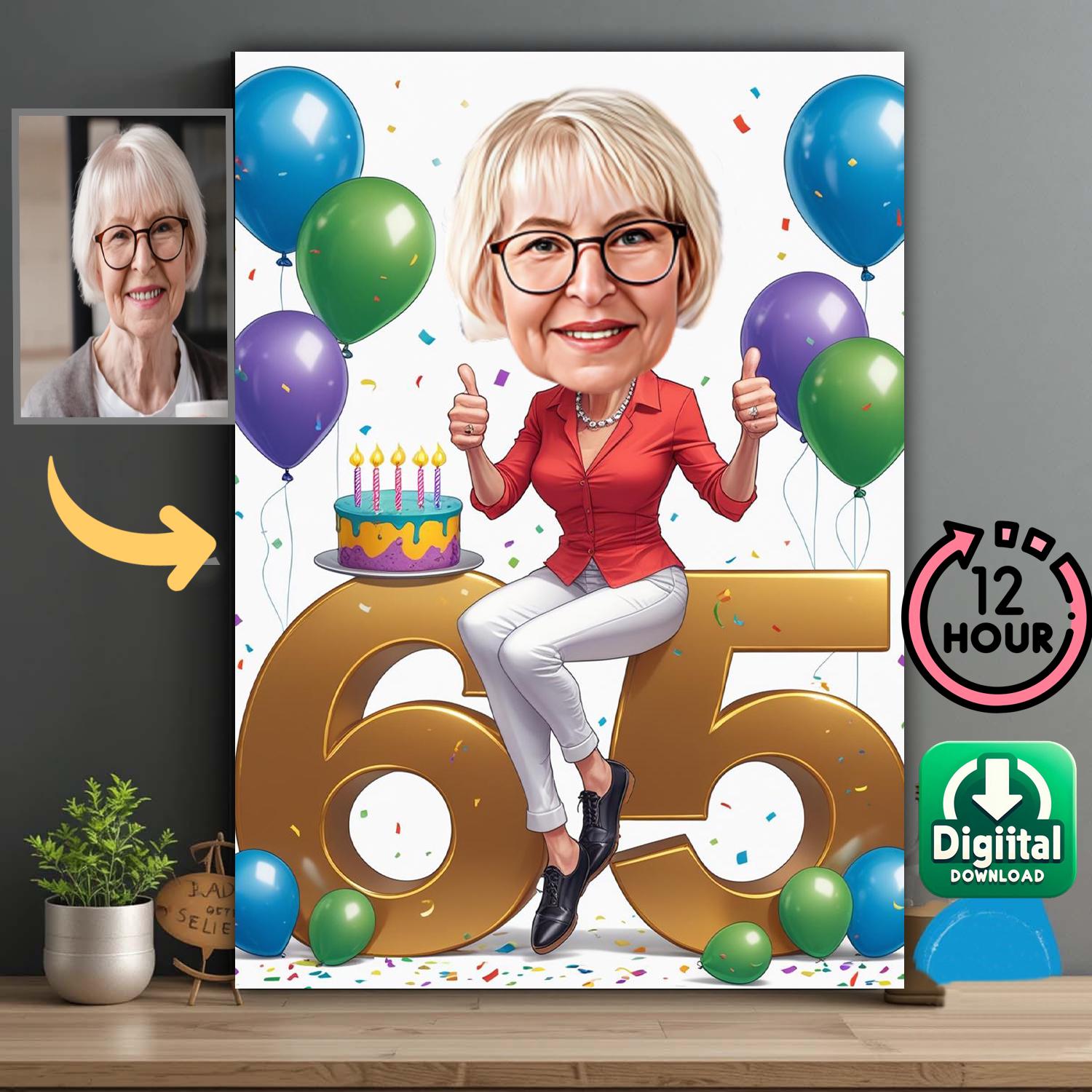 Typografisches Vektordesign Zum 65. Geburtstag Für Grußkarten
