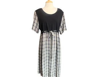 Vintage Positive Attitude Plaid Dress Size 20 Womens 90s Grunge Midi Faux