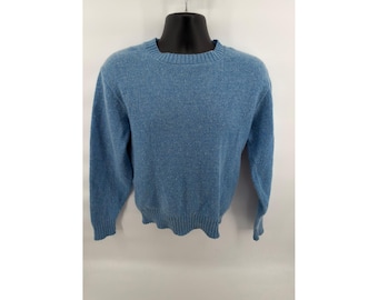 VTG 70s 80s Robert Bruce Made in USA ronde hals trui heren M gemêleerd blauw gebreid