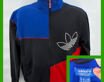 Chaqueta deportiva vintage Adidas Originals con logo del trébol, talla M, bloques de color, años 90
