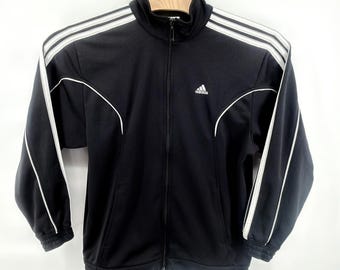 Adidas Vintage 2006 Track Jacket Mens Small Black White 3 Stripe Piping Full Zip