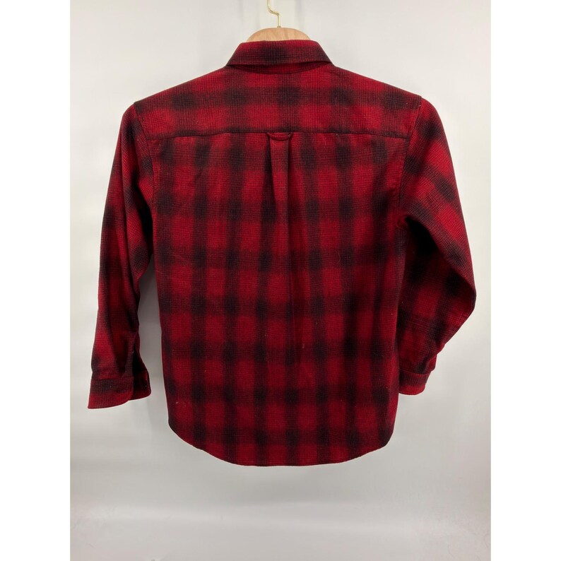 Vintage Pendleton NorWester Wear Red Black Plaid Wool Blend Flannel Shirt Men L image 2