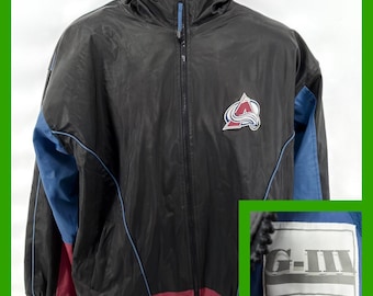 VTG Colorado Avalanche G-III Hooded Jacket Mens L NHL Hockey Blue Maroon Black