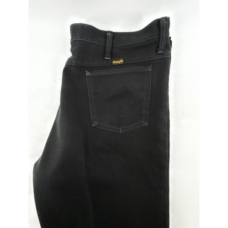 Jeans Wrangler vintage neri, taglia 40x29, modello Western Flare in twill di poliestere, prodotti negli Stati Uniti. immagine 5
