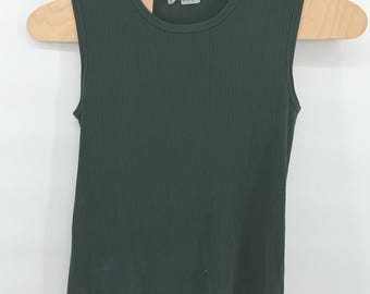 Vintage 70s Mr Wrangler Green Ribbed Knit Tank Top Large High  Single Stitch