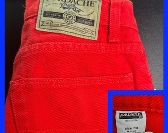 Vaqueros mom vintage JORDACHE de mezclilla vaquera roja, talla 7/8
