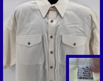 Camisa abotonada vintage Chaparral Ridge de los años 90 para hombre, talla XL, color crema, de algodón, estilo western camp