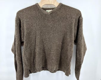 VTG Northwest Territory Sweater Mens XL Brown Speckled Ramie Wool Knit V-Neck