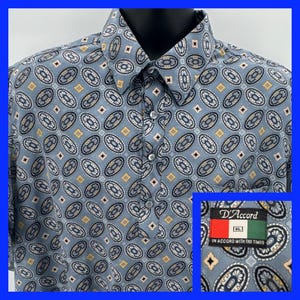 Mens D&#39;Accord XL Shirt Abstract Print Short Sleeve Button Up Made In USA