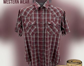 Camisa vaquera Levi's The Cowboys Tailor Pearl Snap para hombre, talla grande, a cuadros burdeos.