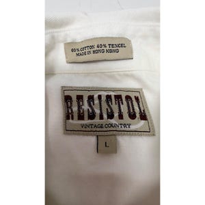 VTG Resistol Men's White Western Shirt Cotton Tencel Pearl Snap Long Sleeve L image 4