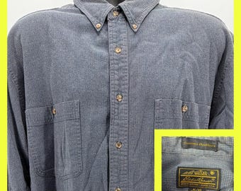 VTG Eddie Bauer Sonoma Heathers Shirt Mens XL Blue Textured Cotton 90s