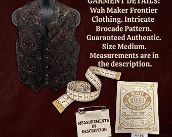 Chaleco Wah Maker Frontier para hombre, talla M, fabricado en EE. UU., estilo western steampunk victoriano brocado.