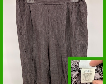 Vtg Russ Petites Pants 14 Pink Black Geometric Micro Tweed High Rise Made in USA