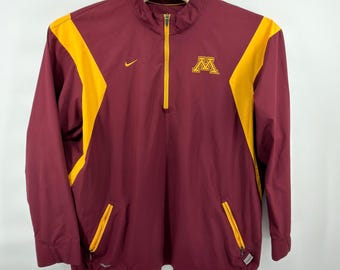 Vintage Nike Team Minnesota Golden Gophers Windbreaker Jacket Mens XXL 1/4 Zip