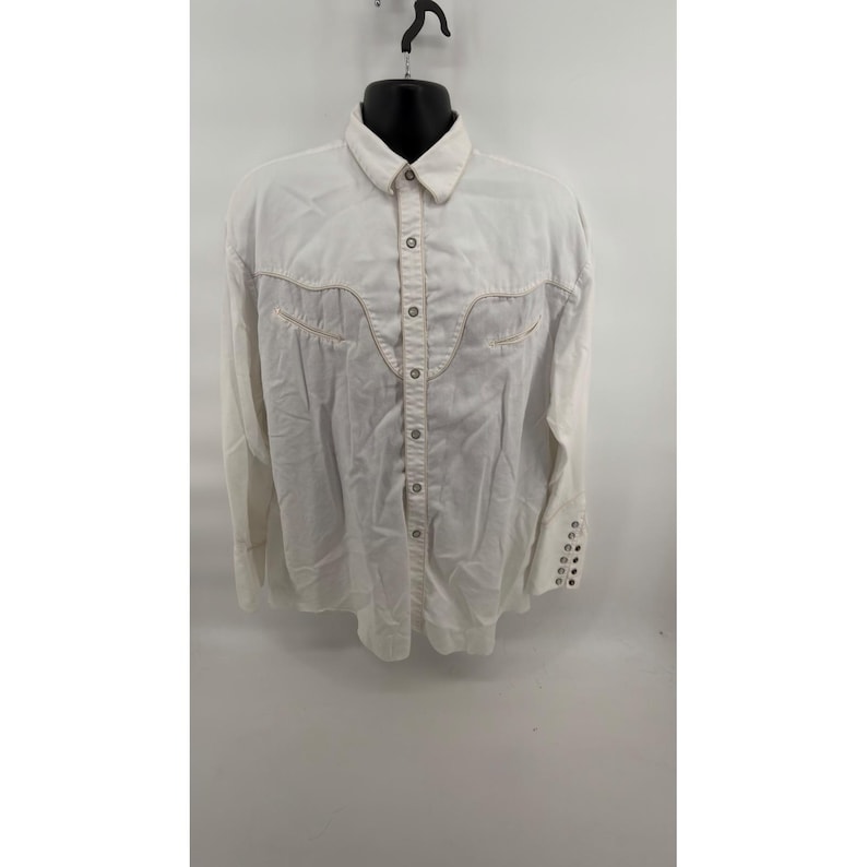 VTG Resistol Men's White Western Shirt Cotton Tencel Pearl Snap Long Sleeve L image 1