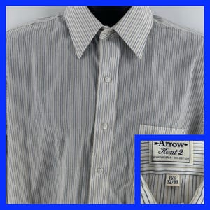 VTG 70s Arrow Kent Collection Shirt Men 15.5 32-33 Blue Long Sleeve Button Up