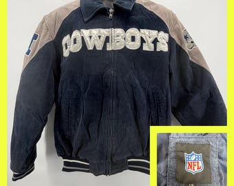 Vintage Dallas Cowboys G-III Leather Suede Jacket Men's Large Blue Grey NFL 90s