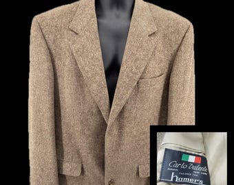 Carlo Valente Blazer Heren 44R Tan 100% Camel Hair Visgraat Sportjas Heren VS