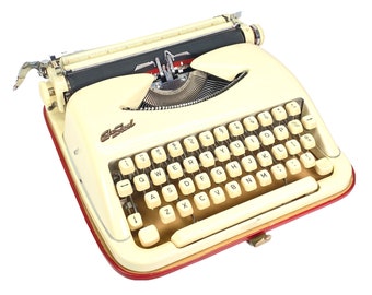 Vintage Cole Steel Cream Colored Manual Typewriter in Original Case