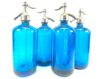 Vintage Aqua Blue Glass Seltzer Bottles