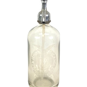 Vintage Clear Seltzer Bottles with Etched Glass B: Benjamin PICKHOLZ