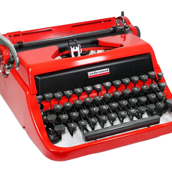 Vintage Cherry Red Underwood Golden Touch Typewriter for Display