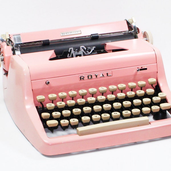 Pink Royal Quiet DeLuxe Manual Typewriter in the Original Case