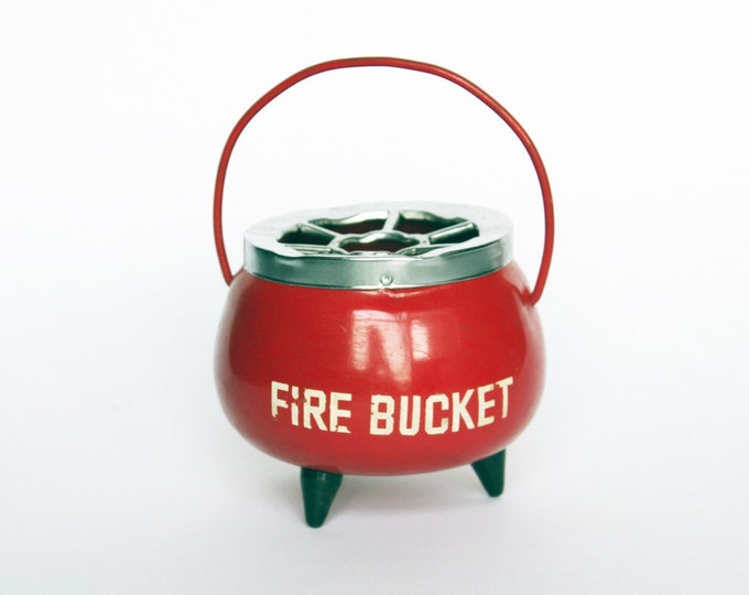 Vintage Metal Fire Bucket Ashtray. Bright Red Etsy