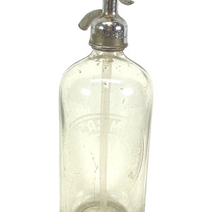 Vintage Clear Seltzer Bottles with Etched Glass image 7