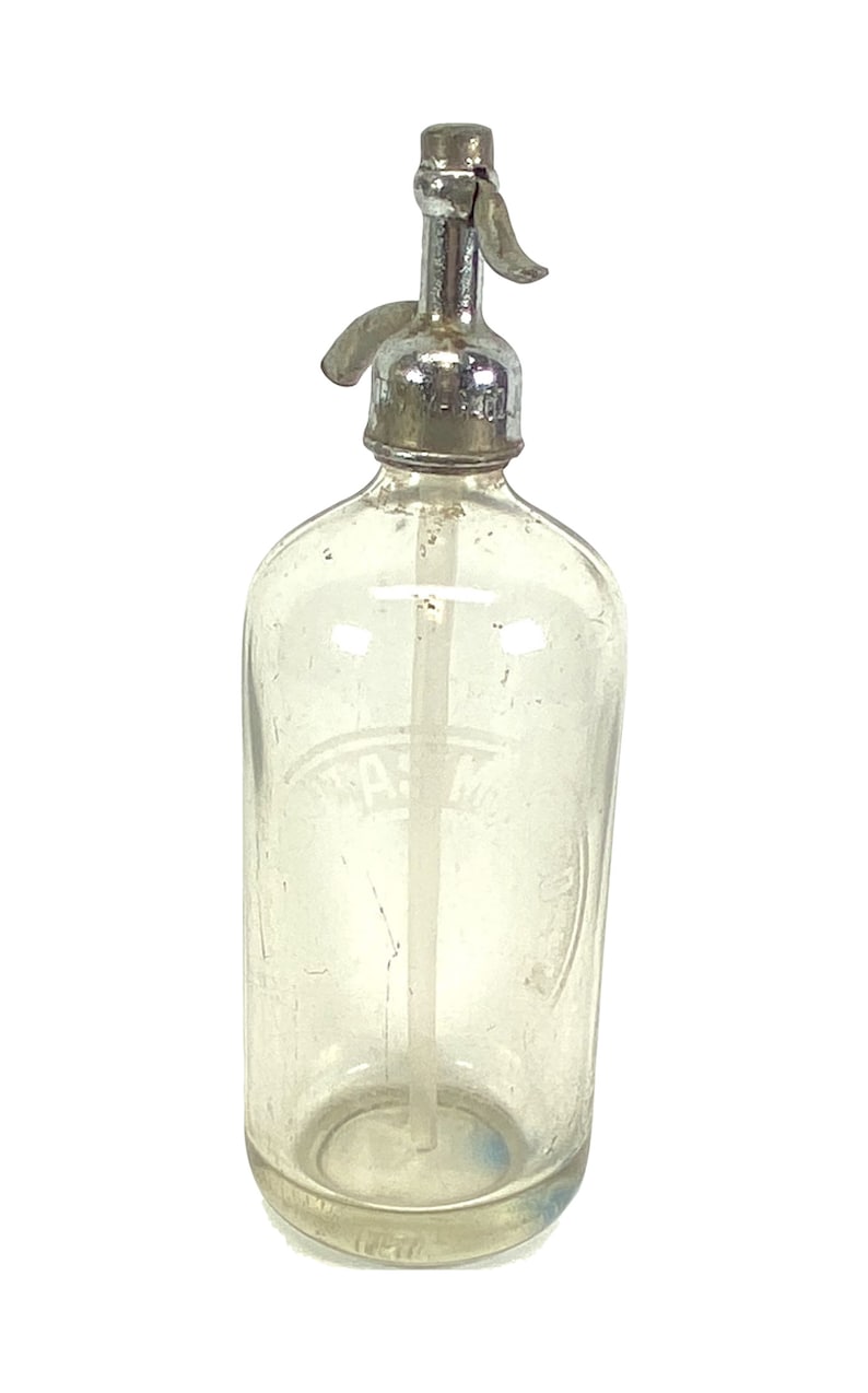 Vintage Clear Seltzer Bottles with Etched Glass image 7