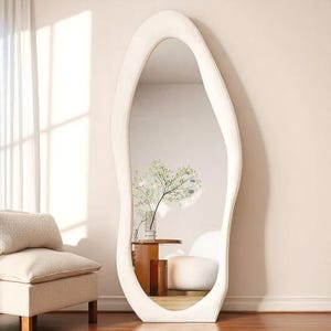 Wavy Full Length Mirror – Modern Irregular Floor Mirror with Black Frame | Aesthetic Statement Mirror for Bedroom or Living Room