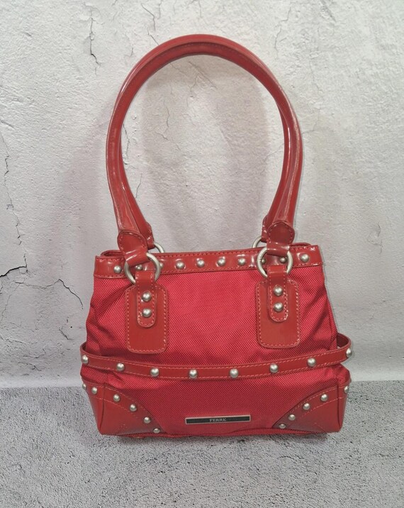 Gianfranco Ferre Milano Mid Red Double Handle Leather Italian Bag