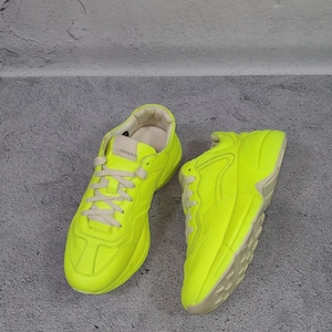 Leather Sneakers Gucci Rhyton 37 EU/6.5 US Women&#39;s Fluorescent Neon Yellow Shoes