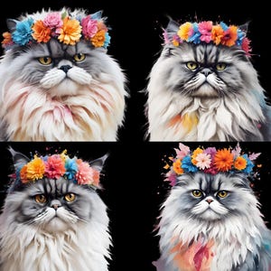 Persian Cat Clip Art PNG – Cute Fluffy White Cat Digital Download | Hand Drawn Pet Illustration | Sublimation Graphics for Cricut & Crafts