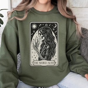 The Weird Aunt Tarot Card Sweater, Funny Halloween Skeleton Sweatshirt for Auntie