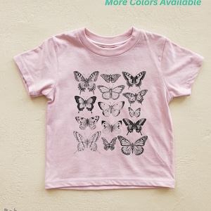 Maglietta per bambini con grafica a farfalla vintage: maglietta boho per bambini e ragazzi