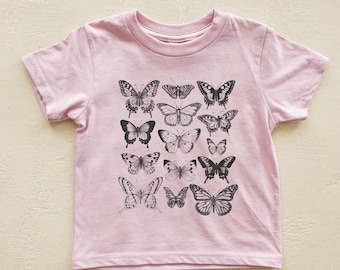 Vintage Butterfly Graphic Kids' Tee: Boho Toddler & Youth T-Shirt