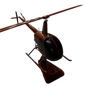 Robinson 22 Mahogany Wood Desktop Helicopter Model