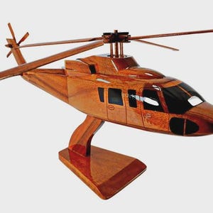 Sikorsky S-76 Helicopter Mahogany wood model