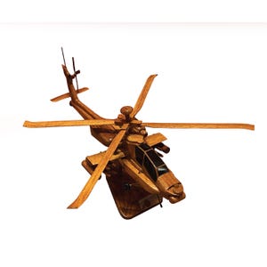 AH64 Apache Mahogany wood helicopter model