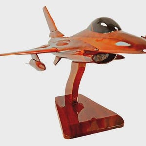 F-16 Falcon Fighter Plane Wood Desktop Airplane Model