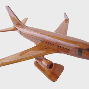 B-737 Mahogany Wood Desktop Airplane Model