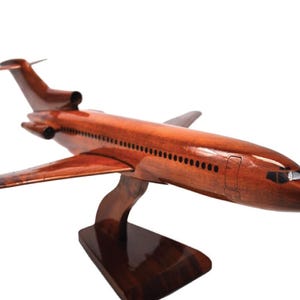 B-727 Mahogany Wood Desktop Airplane Model