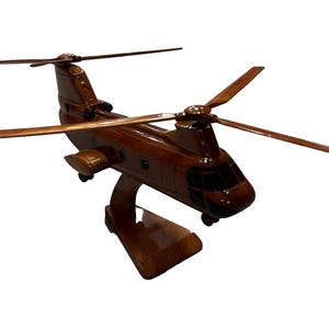 CH46 Sea knight Mahogany Wood Desktop Helicopter Model