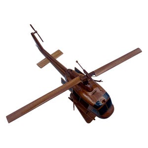 Huey Gunship (UH1) ( Doors open) Mahogany wood Helicopter model