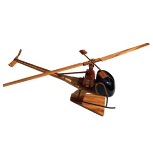 H23 Hiller Mahogany Wood Desktop Helicopter Model