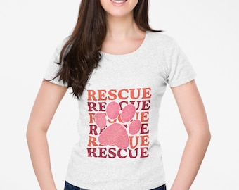 Rescue Paw Print Softstyle Tee: Animal Lover, Shelter Volunteer