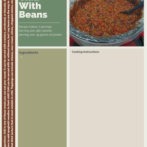 Chili aux haricots Carte repas minceur